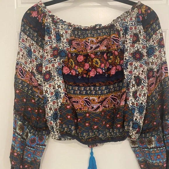 Umgee Crop Boho Blouse - Picture 2 of 4